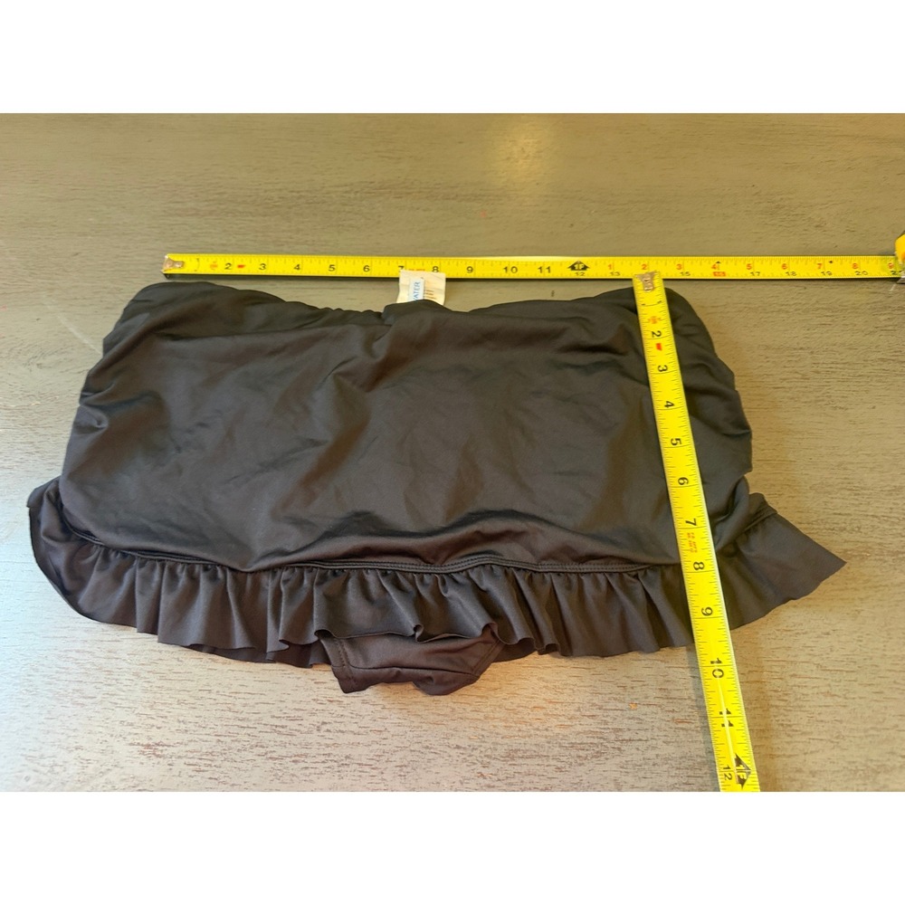 Clean Water Black Ruched Ruffle Swim Skirt Bottom Large - Picture 4 of 4